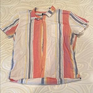 Forever 21 Multicolor Striped Casual Button Down Shirt